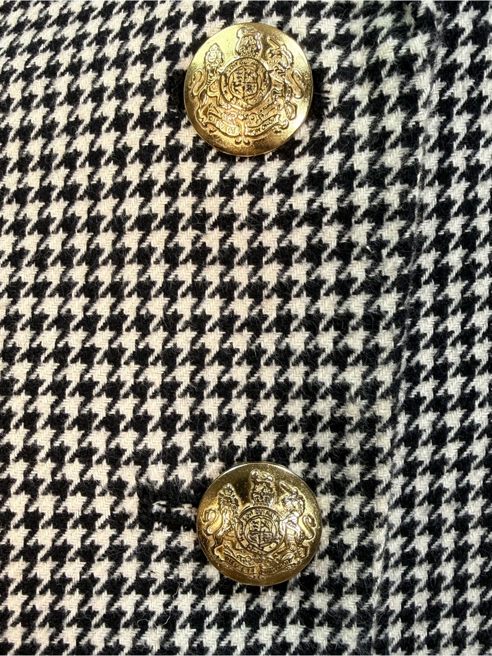 Banana Republic Houndstooth Blazer Gold Crest Buttons Academia Size 6 - Picture 5 of 13